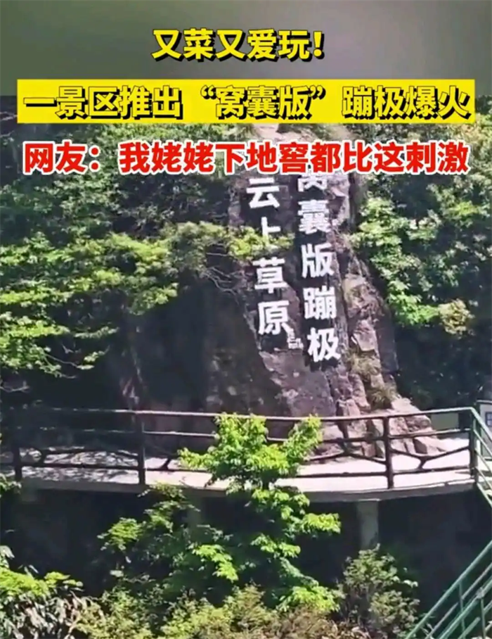 浙江安吉景区推出“窝囊版”蹦极,爆火!