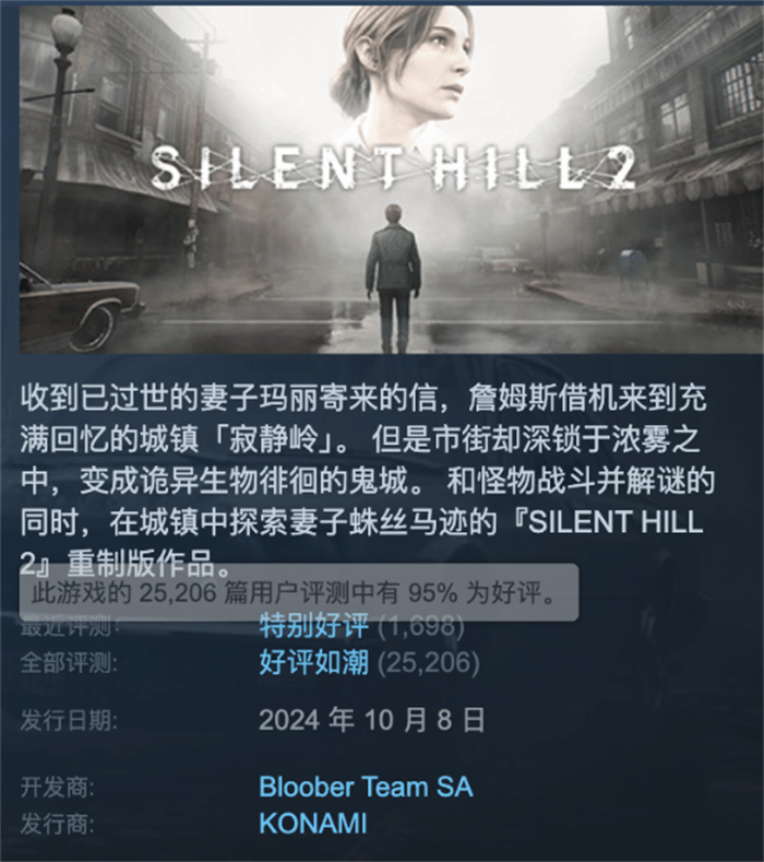 《寂静岭2：重制版》在Steam游戏平台正式解锁